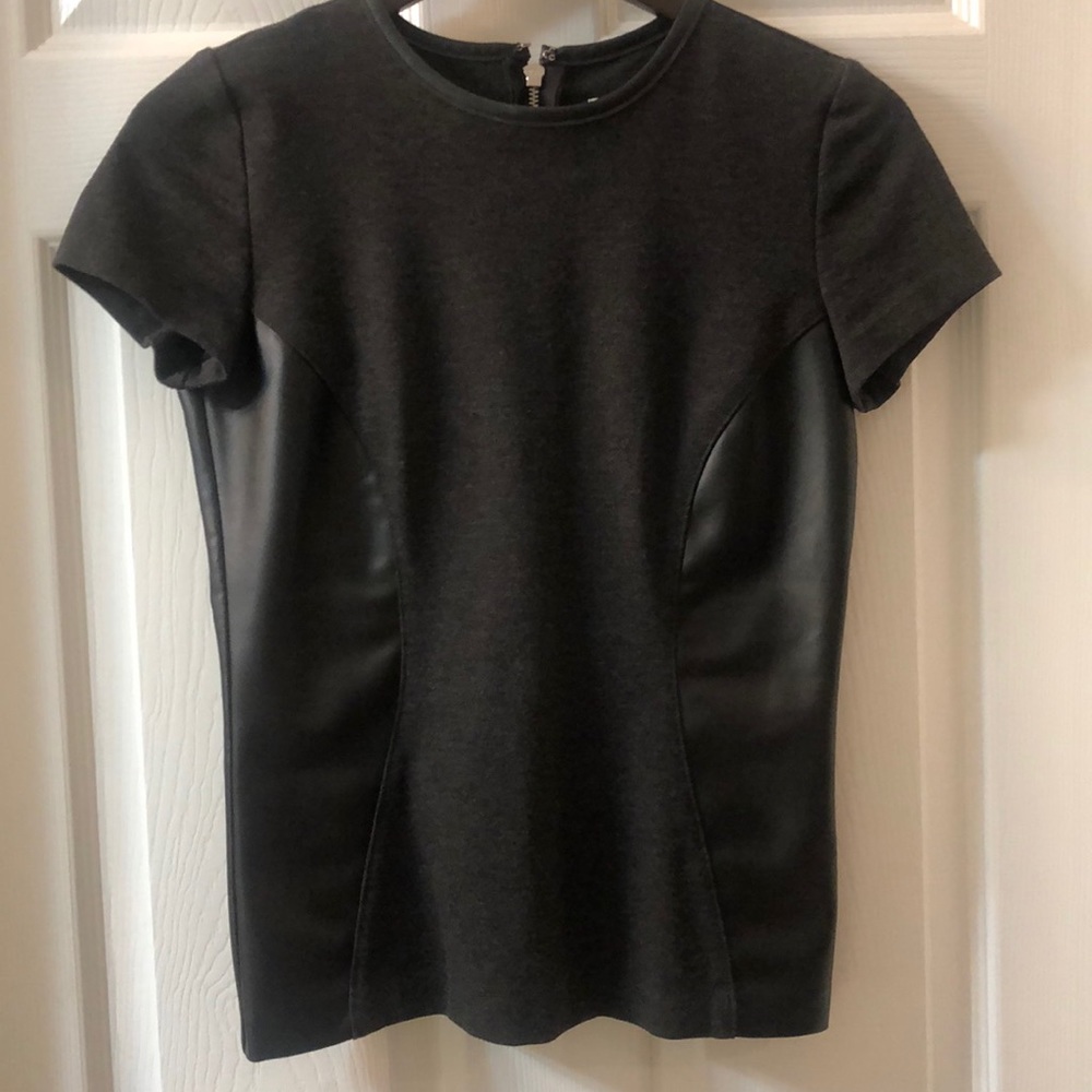 Michael Kors Faux Leather and Knit Blouse Sz 0